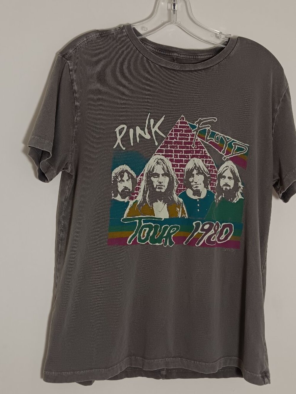 Pink floyd tour 1980 graphic Tshirt lucky brand faded gray rock band tee size s
